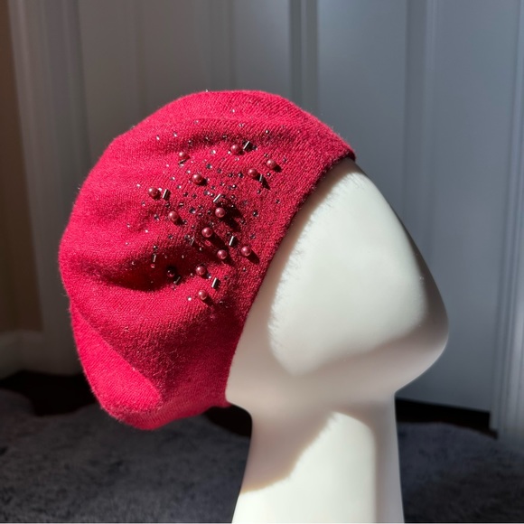 Intrend by Max Mara Beret with Beads Size: OS. Color: Cheery New Fall / Winter - Picture 6 of 14